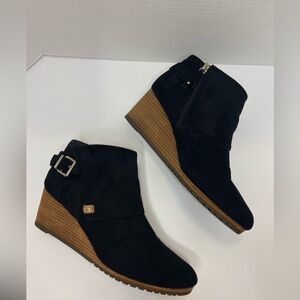 Dr. Scholl’s Women’s Black Wedge Ankle Booties US 9.5 Side Zip Comfort Shoes